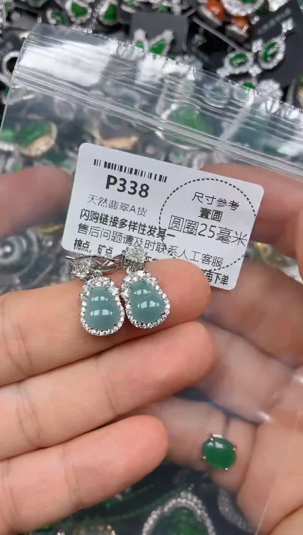 颈饰未镶嵌翡翠P338耳钩