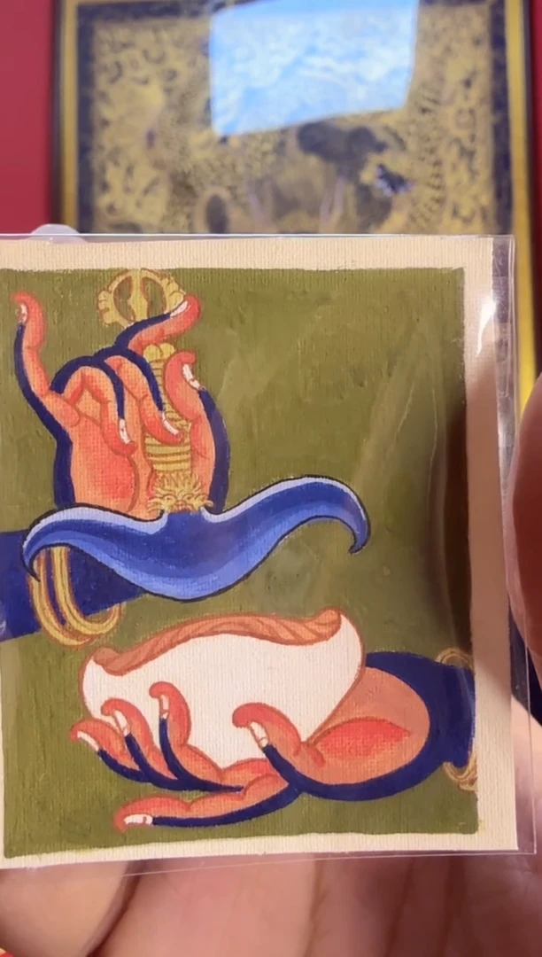 吊坠手手背卡-热贡手绘唐卡