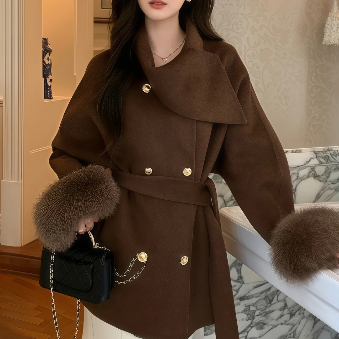 杭州女装2025新款秋冬季上档次洋气收腰显瘦双面呢子大衣时尚外套