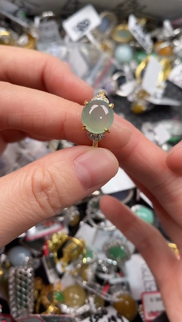 银S925镶嵌戒指翡翠888               1