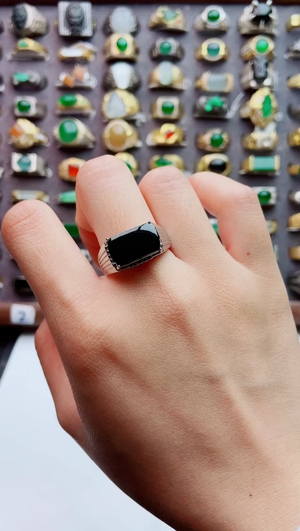 未镶嵌戒指翡翠天然翡翠男戒