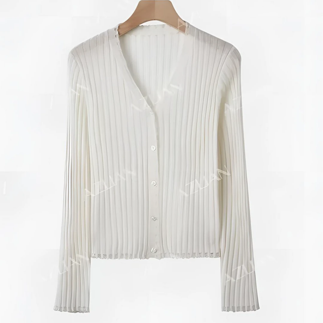 S·KBKZ女装白色衬衫针织衫休闲休闲V领短款针织毛衣2539