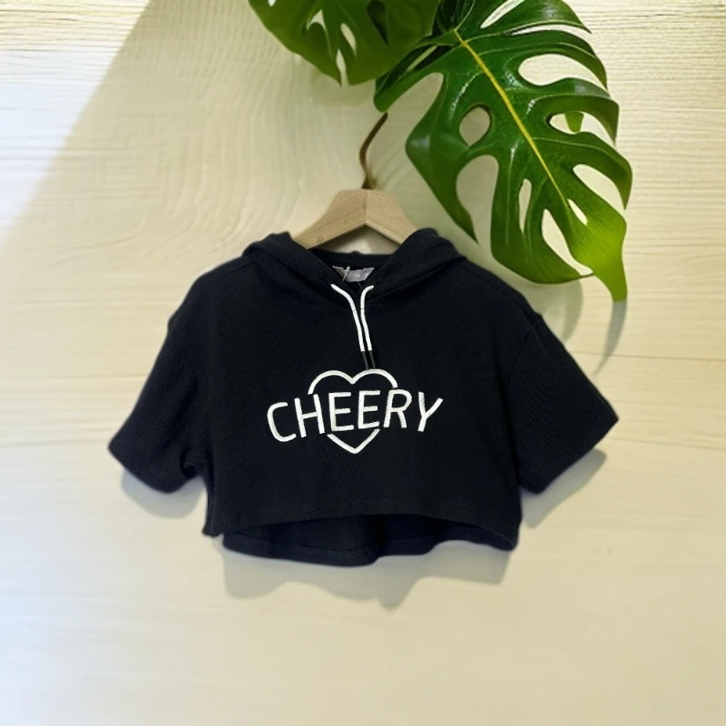 出口韩国中大女童刺绣甜妹韩版连帽卫衣慵懒风宽松上衣百搭时尚