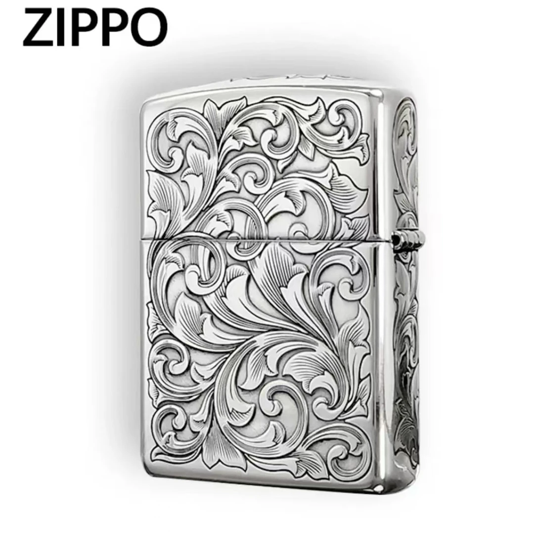 ZIPPO/之宝打火机大叶唐草包银盔甲精雕防风煤油创意经典男生礼物