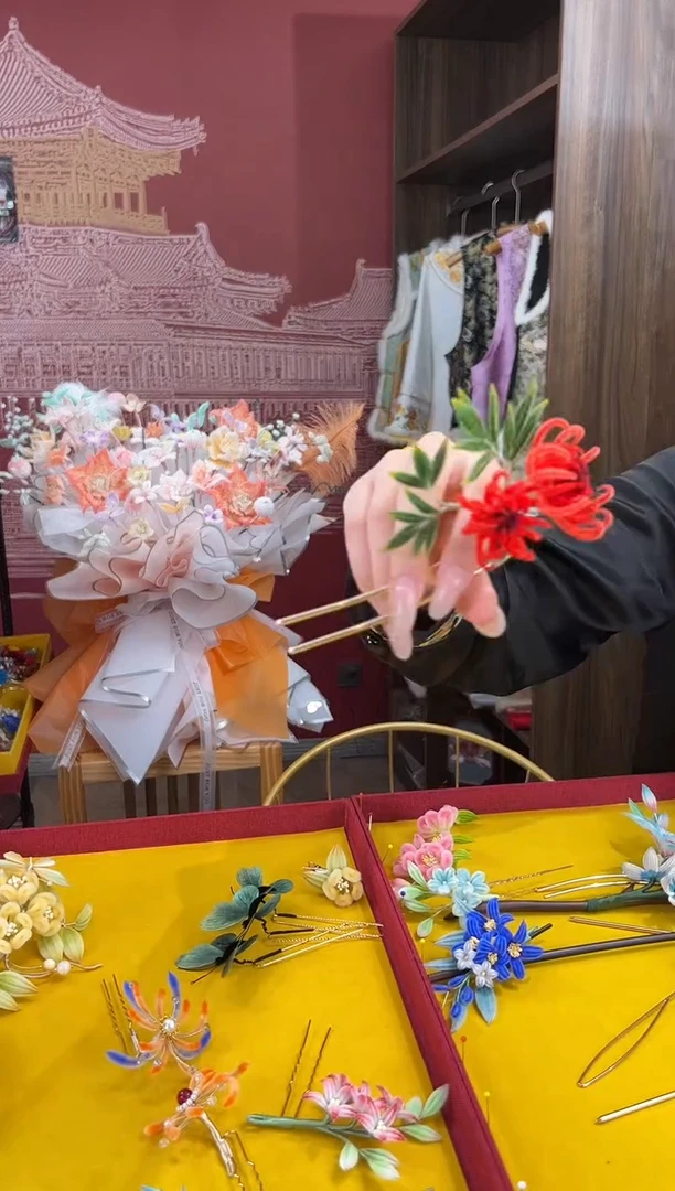 【闪购商品】刺绣非遗绒花（发饰）