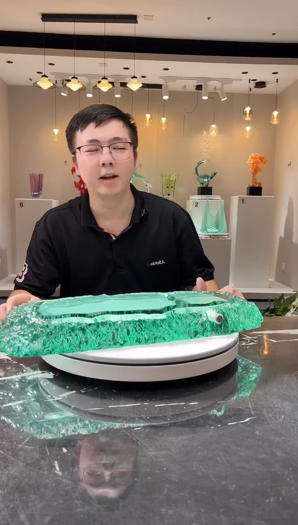 摆件巴比特美学 绿色山河茶盘