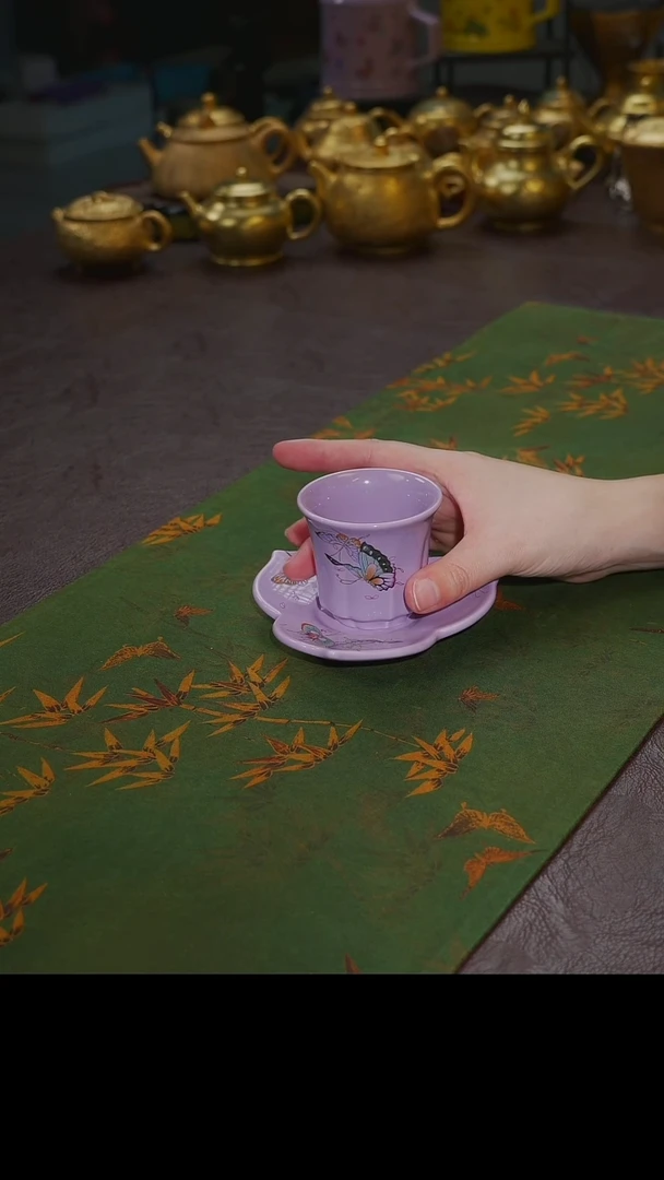 杯【宜景窑烟幕紫系列】杯子+杯碟
