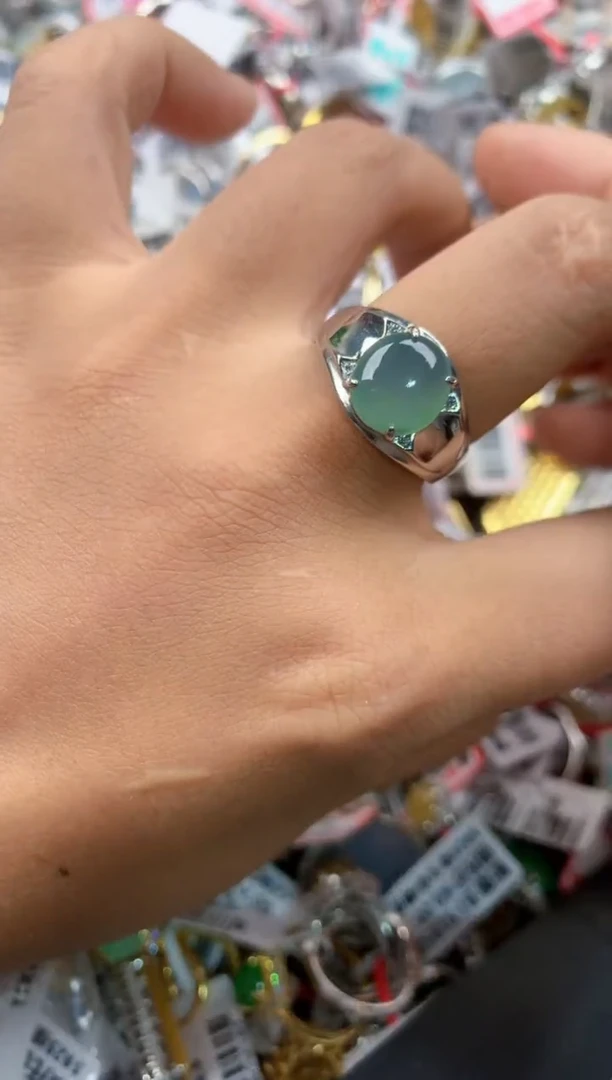 银S925镶嵌戒指翡翠3333----2