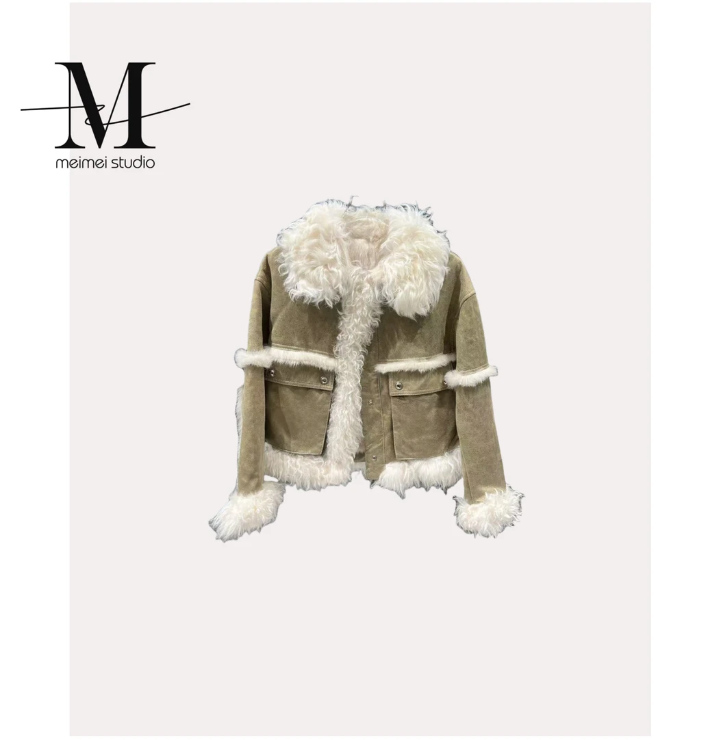 冬季女外套设计师秋冬潮流时尚百搭拼皮毛茸茸外套2066-61150986-