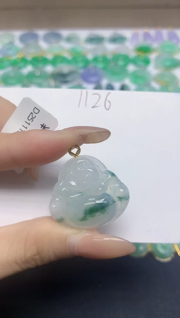 颈饰18K金镶嵌翡翠天然缅甸翡翠A货翡翠百元以上9元证书费自理