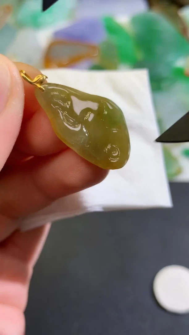 翡翠18K金镶嵌吊坠(不含链)769