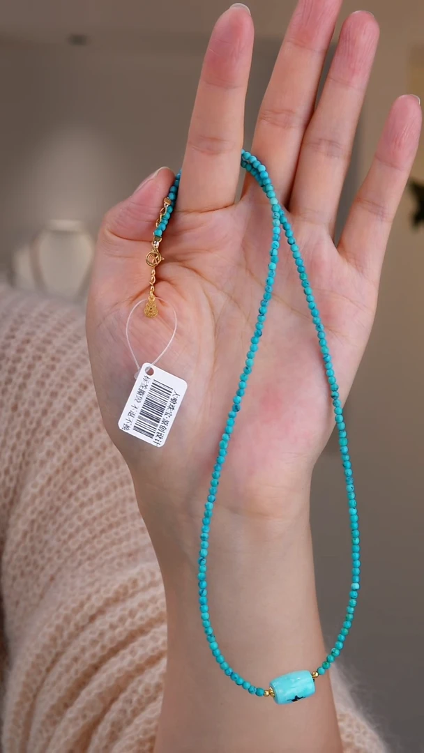 银S925镀金镶嵌绿松石项链1