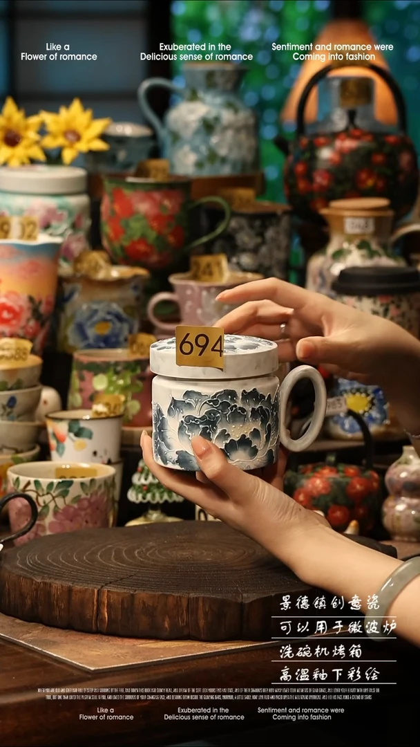 陶瓷景德镇高温釉下彩手工手绘款式