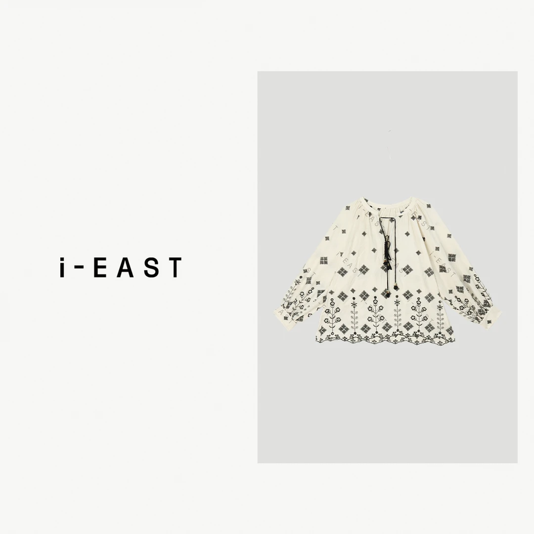 i-EAST 月下花眠~时尚刺绣花朵上衣-5C SY8266