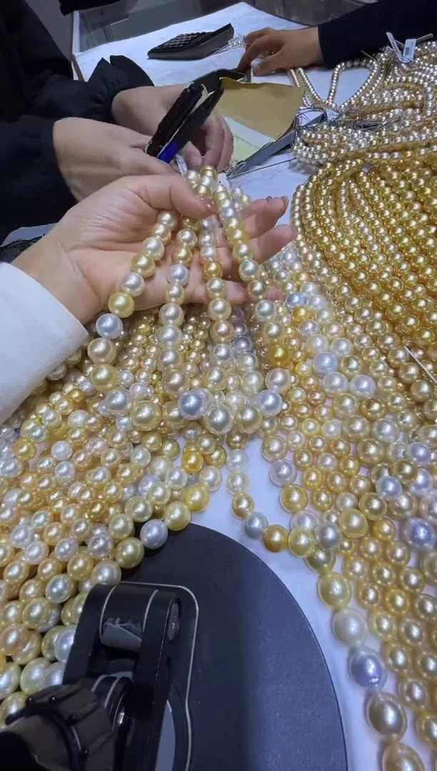 未镶嵌项链海水珍珠金白 13-16  定99总24900