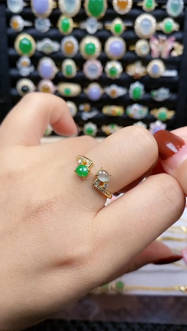 银S925镶嵌戒指翡翠387