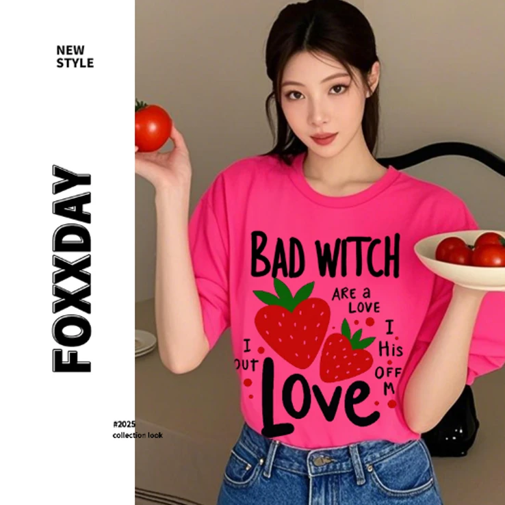 FOXXDAY圆领潮牌【爱吃草莓】情侣纯棉休闲短袖t恤ins男女上衣半袖