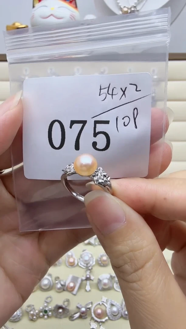 银S925镶嵌戒指淡水珍珠小***ᐝ拍2 发1