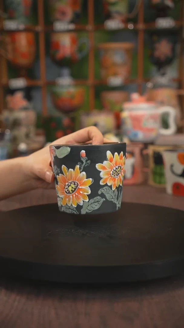 紫砂油画手绘釉下彩