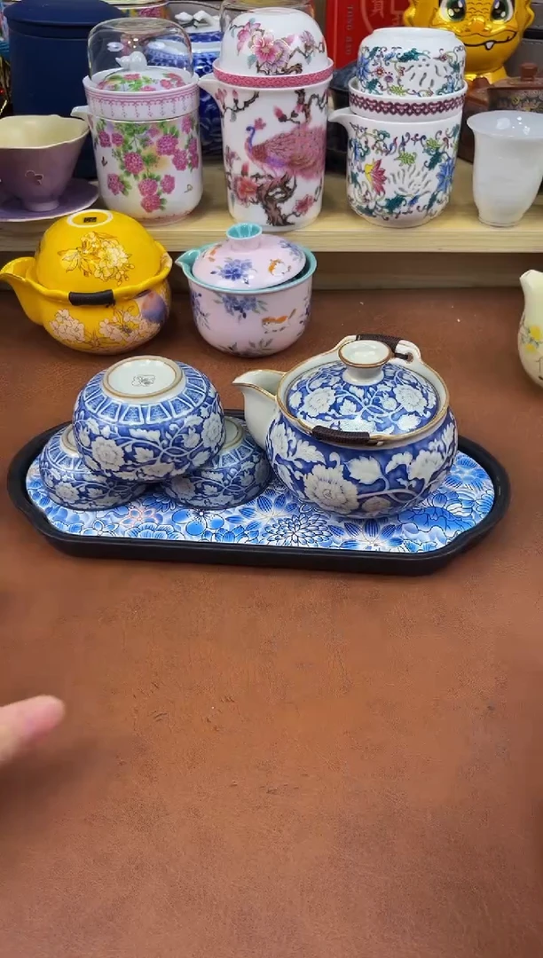 陶瓷茶具摆件旅行套组