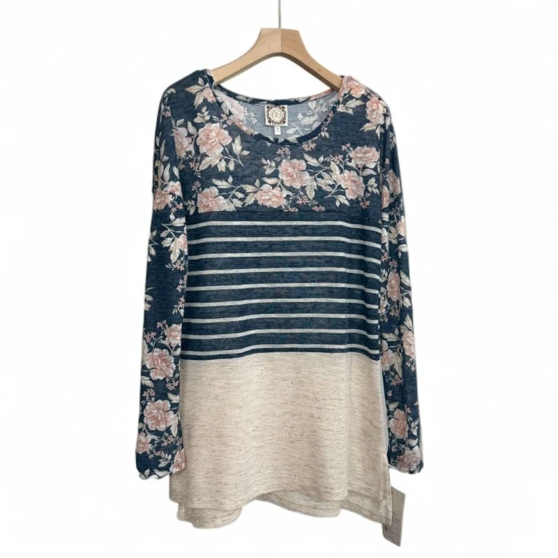 141三色拼接针织毛衫条纹长袖常规印花常规款通勤T恤圆领可露丽风