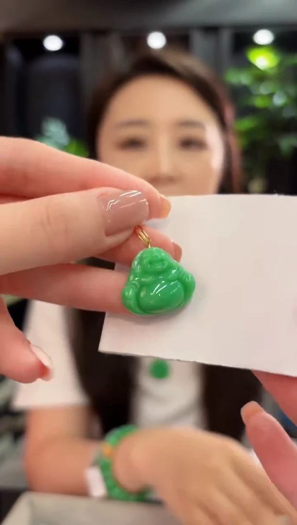 吊坠(不含链)18K金镶嵌翡翠 缅甸A货/支持复检/一件