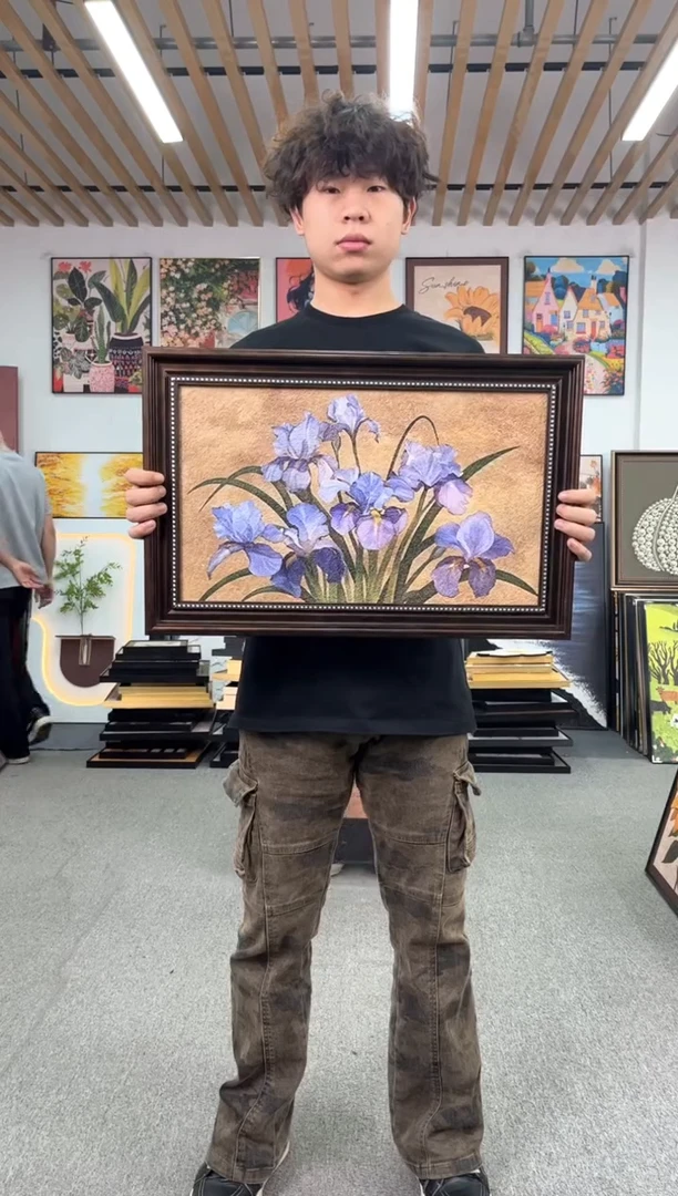 竖款蓝色花卉40X60