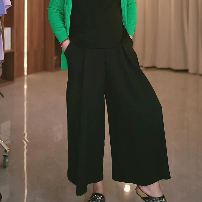 胖mm高腰慵懒风裙裤女夏季大码宽松显瘦垂感休闲百搭阔腿裤