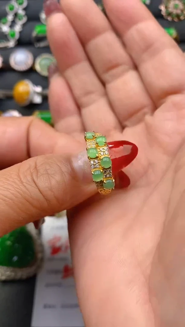 【闪购商品】翡翠戒指银S925镶嵌天然A货翡翠1