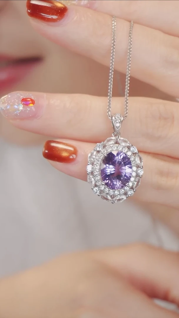 颈饰银S925镶嵌紫晶3【】