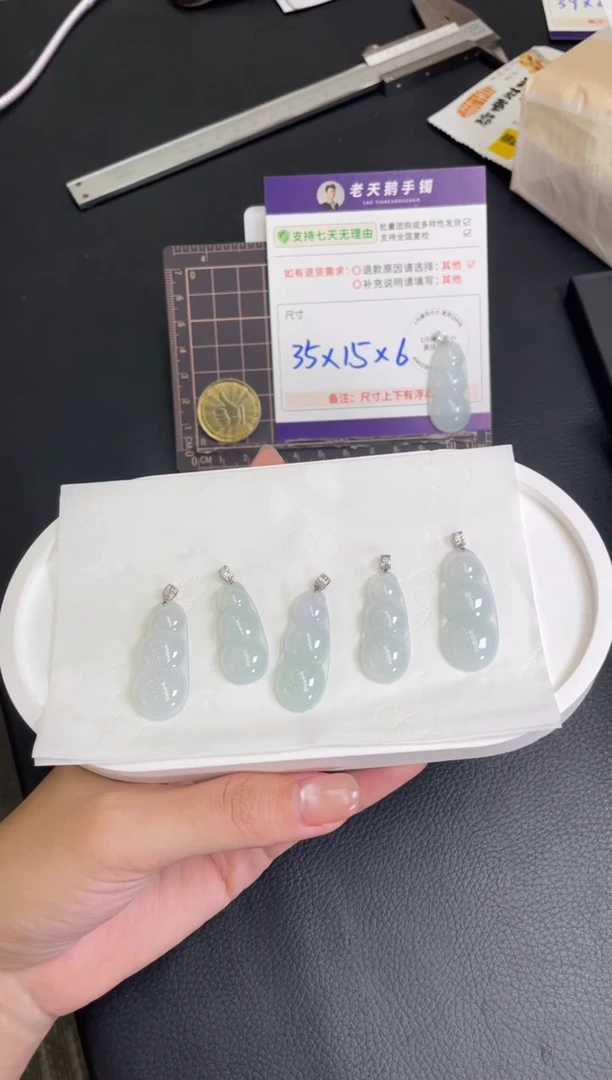 18K金镶嵌挂件翡翠豆子F15配绳/多样性发其一CP