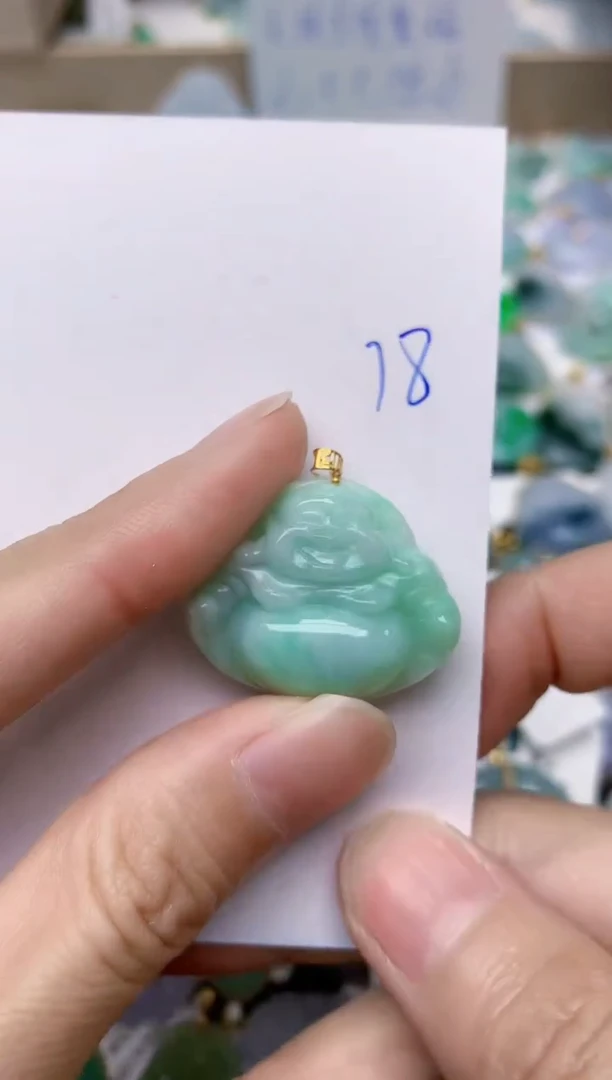 【闪购商品】翡翠颈饰18K金镶嵌78天然翡翠A货