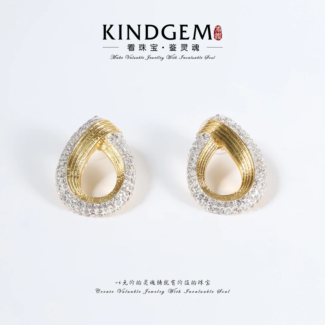 铜合金耳饰 KindGem 复古轻奢设计师款个性耳环大款  C-45932