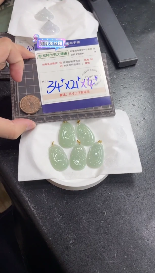 翡翠挂件18K金镶嵌如意配绳/多样性发其一CP