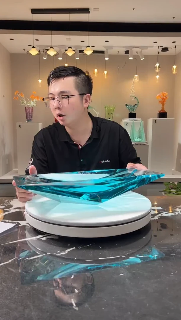 摆件巴比特美学 冰蓝色长方形冰湖