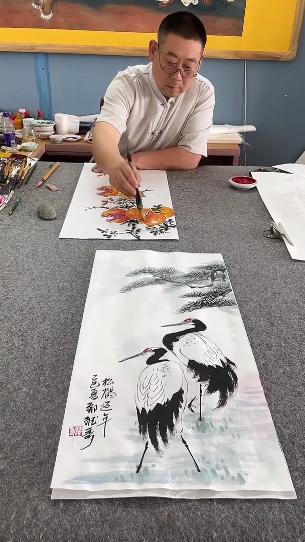 国画松鹤；；；；；；；；