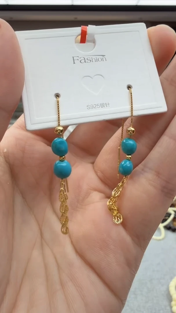 未镶嵌绿松石耳饰162秒拍号假一罚十