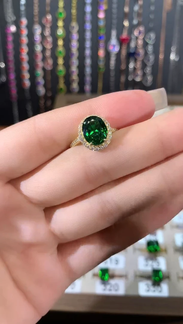 银S925镶嵌戒指碧玺810金色
