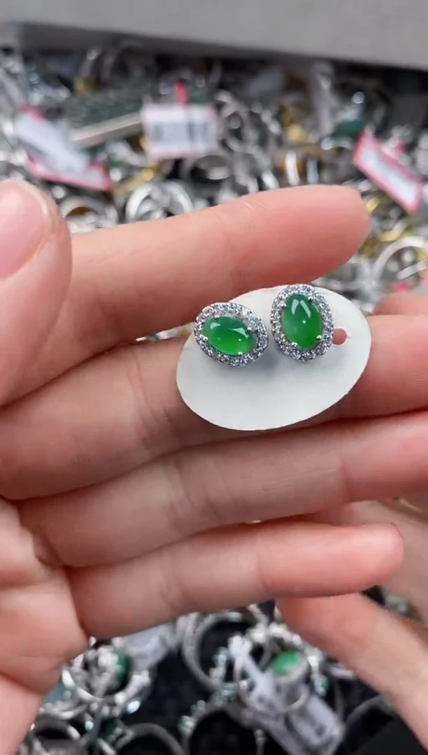 银S925镶嵌戒指翡翠444              2