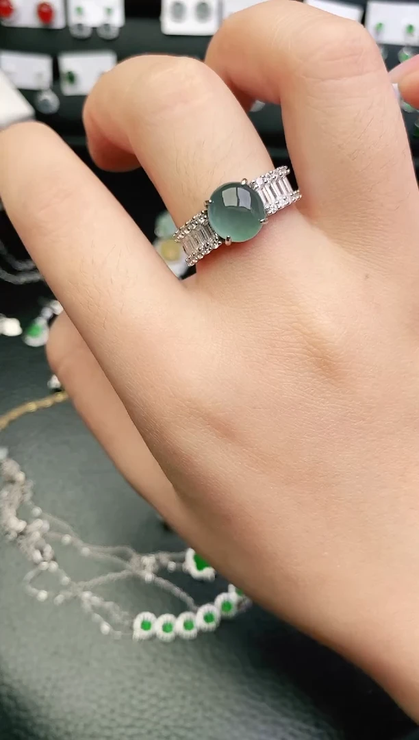 银S925镶嵌戒指翡翠0