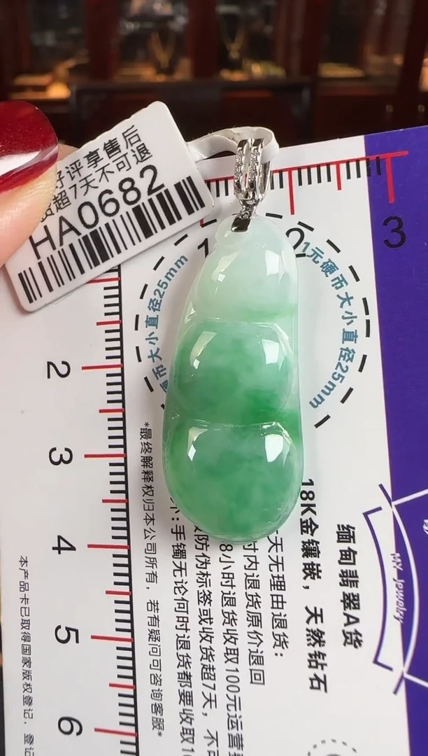 颈饰18K金镶嵌翡翠HA0682富贵豆