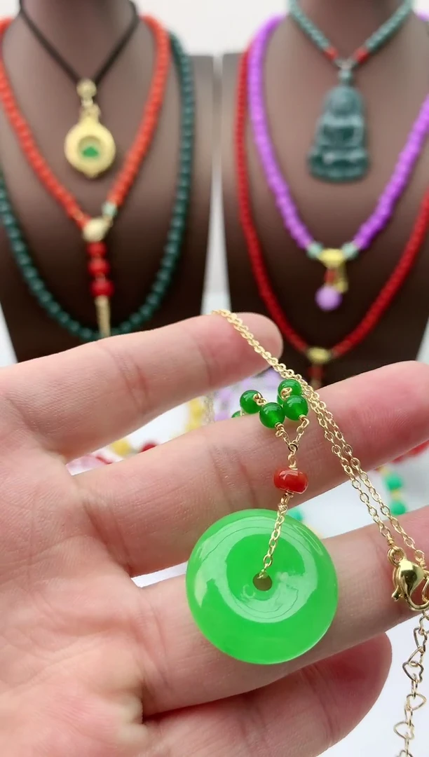 【闪购商品】翡翠颈饰14K金镶嵌D87吊坠