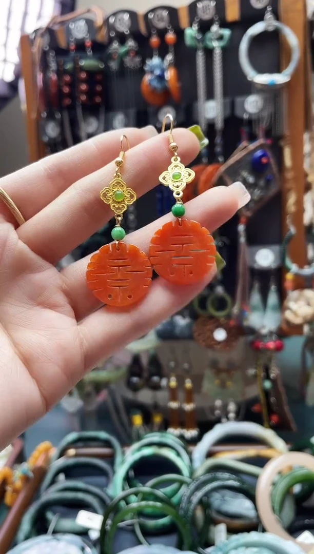 合金翡翠耳饰饰品