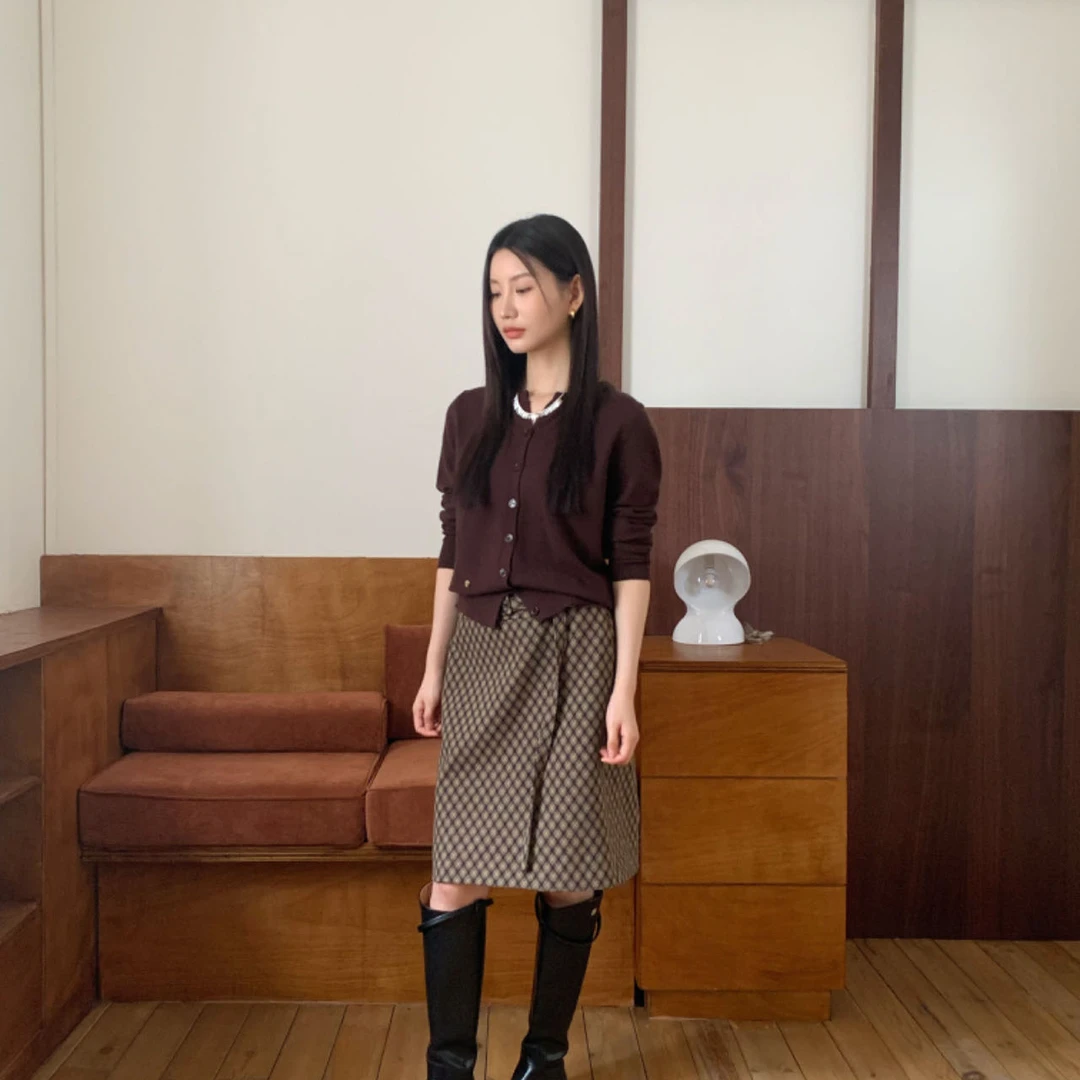 【福福!NO!NO!NO!】年度一波冬款 文艺高知格纹半裙  6C503