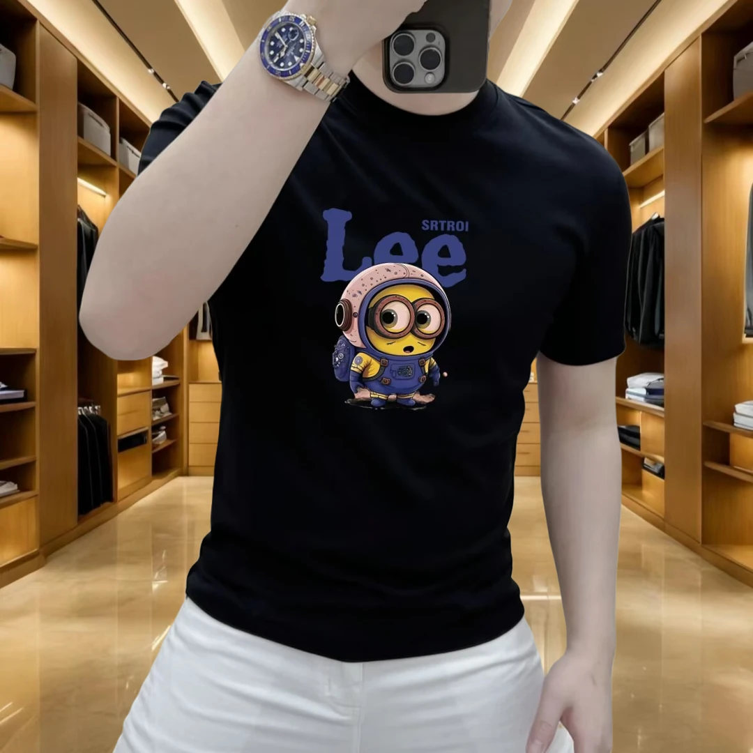 2025新款夏季休闲短袖印花时尚男士潮流百搭纯棉欧货潮流轻奢T恤