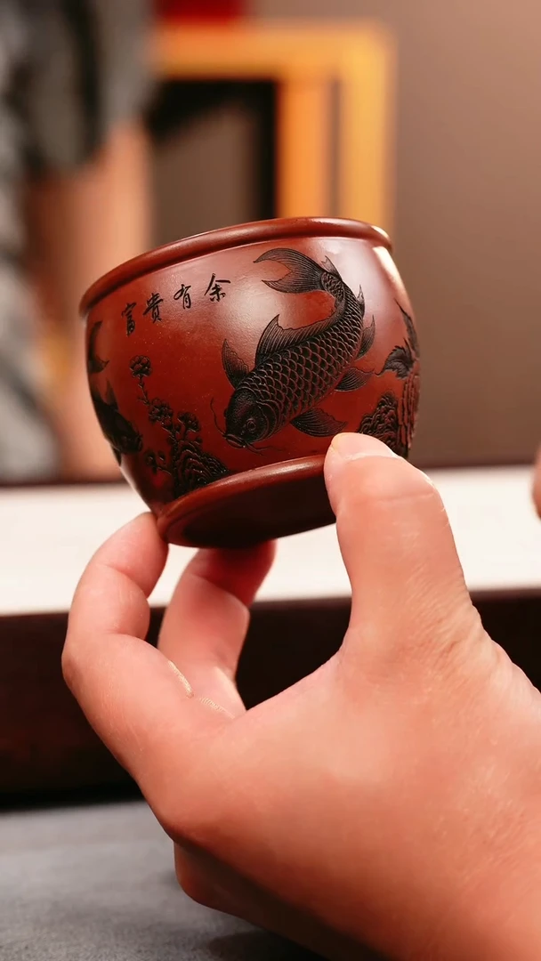 茶壶紫砂大红袍 富贵有余主人杯