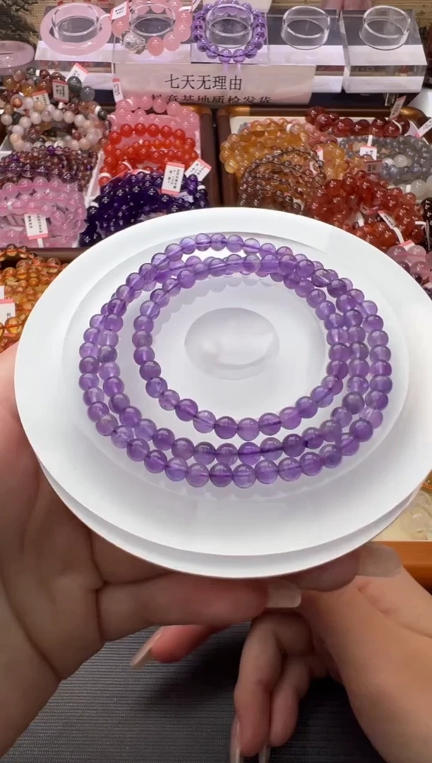 未镶嵌手链水晶乌拉圭紫水晶多圈4.8mm