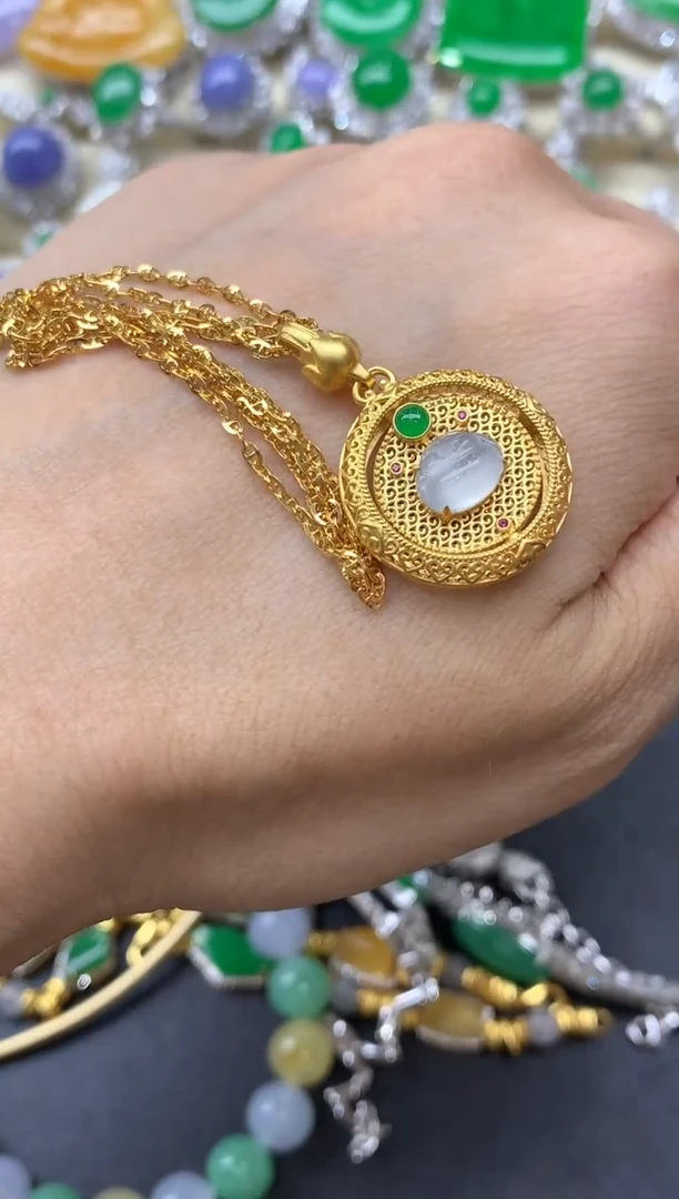 【闪购商品】翡翠颈饰18K金镶嵌641-中国好珍宝