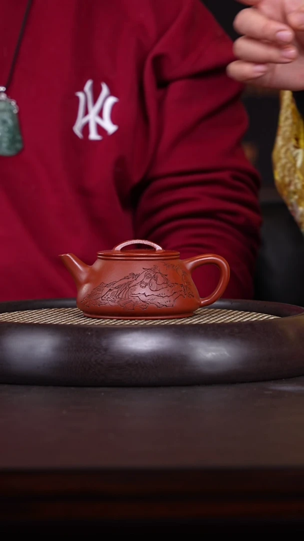 【闪购商品】紫砂茶壶姚黎明02-31冰窖大红袍瓦当石瓢