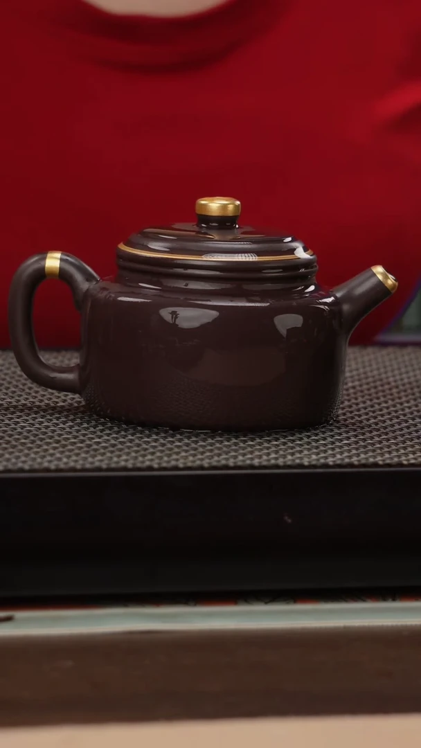 茶壶紫砂四号井茄皮紫泥描金德钟180cc